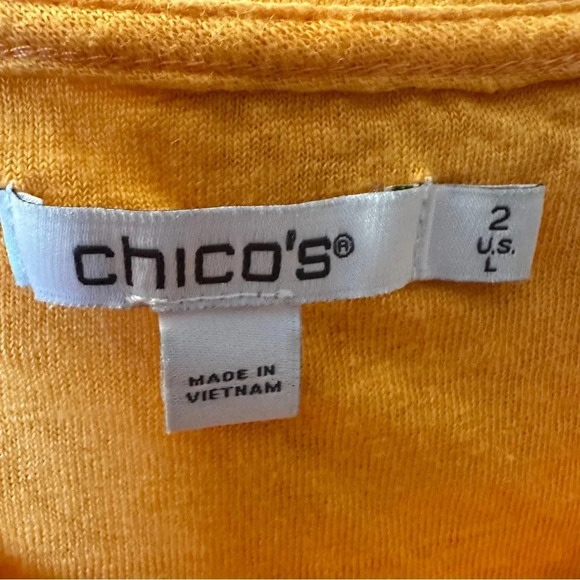 Chicos 100% Linen Orange tiered Back short sleeve Blouse Top size 2 (Large) - Picture 3 of 10